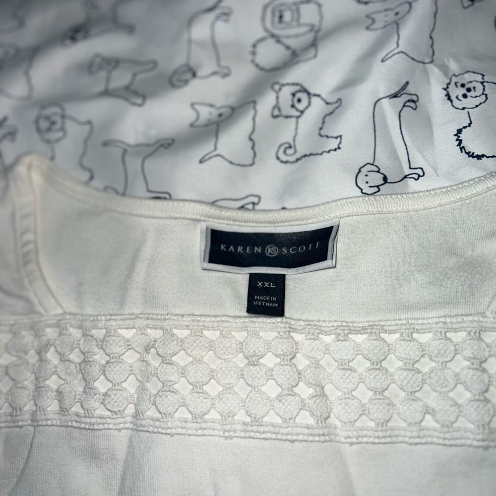 Karen Scott Cream Lace Women's Blouse
